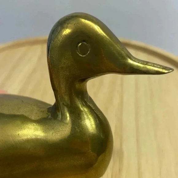 Vintage Large Solid Brass Mallard Duck Figurine Paperweight Door Stop 9” X 4” - Picture 3 of 7